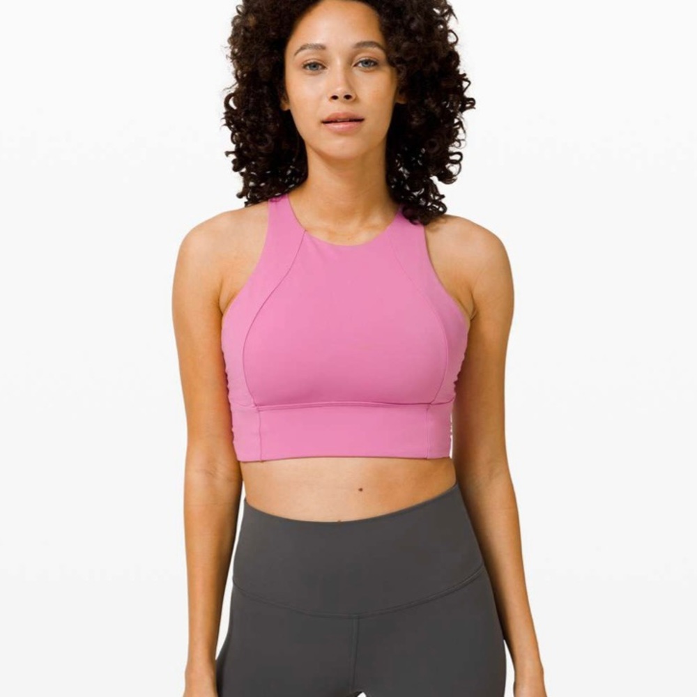 EUC 🍋 Lululemon Free to be Serene High Neck Long Line Bra Magenta Glow